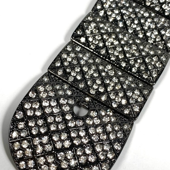 Joan Rivers Bracelet Stretch Black Rhinestones Buckle Marked - Picture 10 of 11